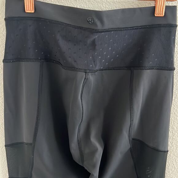 Lululemon Just Breathe Pant High Rise Black Polka Dot Mesh 6 - Picture 6 of 7